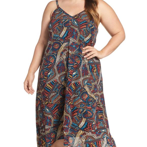 Sejour Dresses & Skirts - Sejour black broken swirl tiered midi slip dress